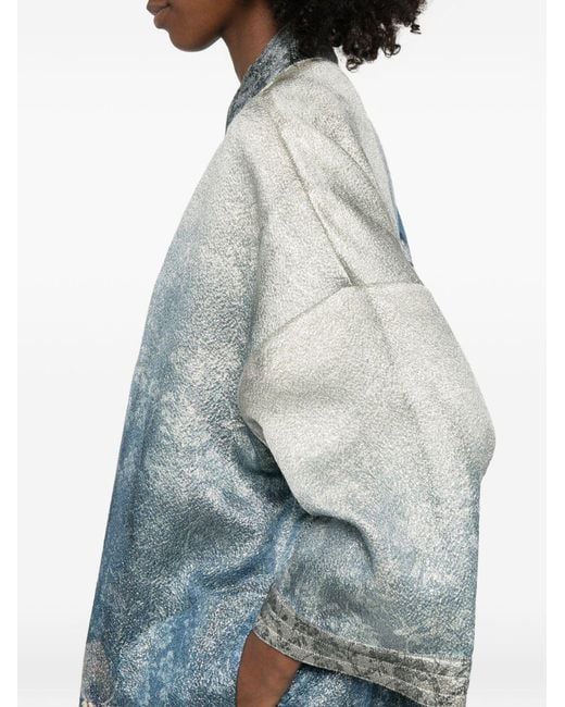 Pierre Louis Mascia Blue Printed Kimono Jacket