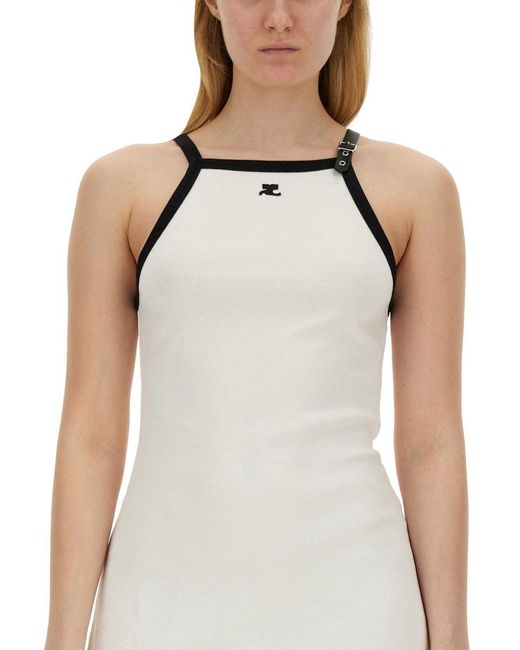 Courreges White Dress With Logo