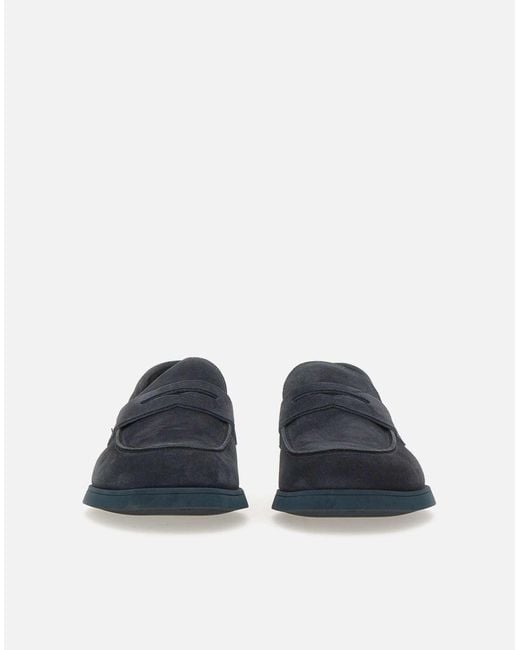 Doucal's Blue Mink Suede Loafers for men