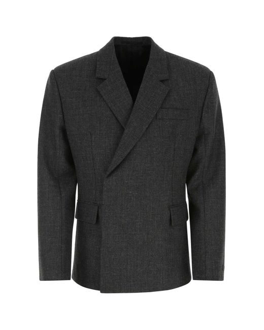Prada Black Melange Dark Wool Blazer for men