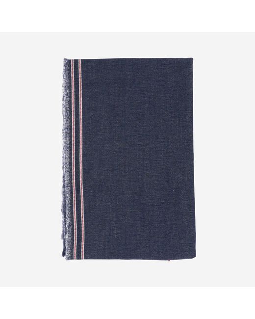Faliero Sarti Blue Cashmere And Silk Blend Denim Scarf for men