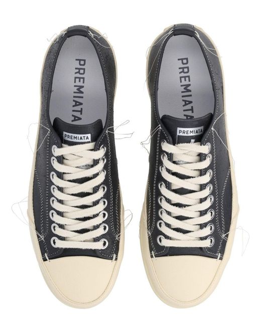 Premiata Black Low-Top Leather Sneaker for men