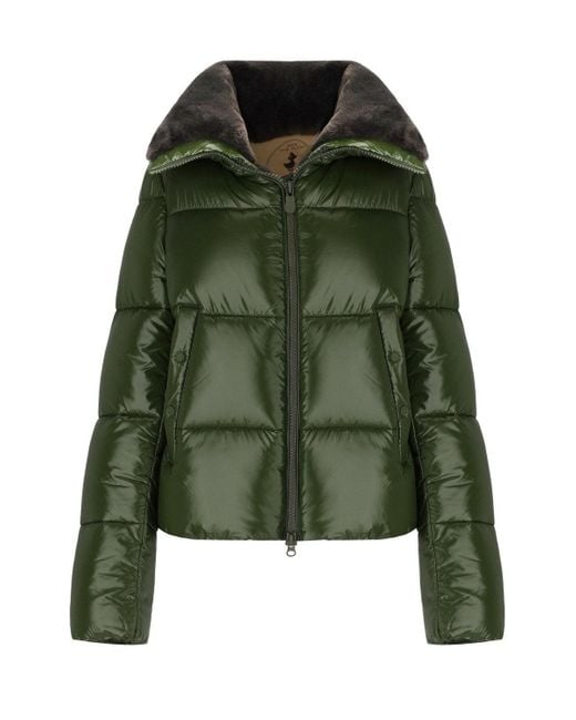 Save The Duck Green Moma Cropped Padded Jacket