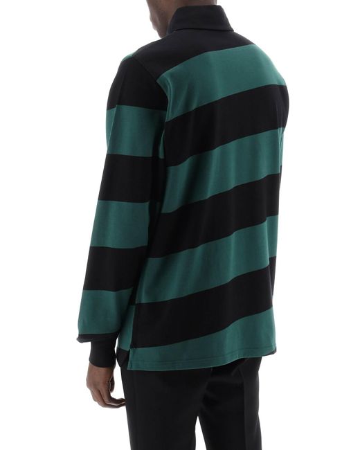 Burberry Striped Long Sleeve Polo Shirt in Green für Herren