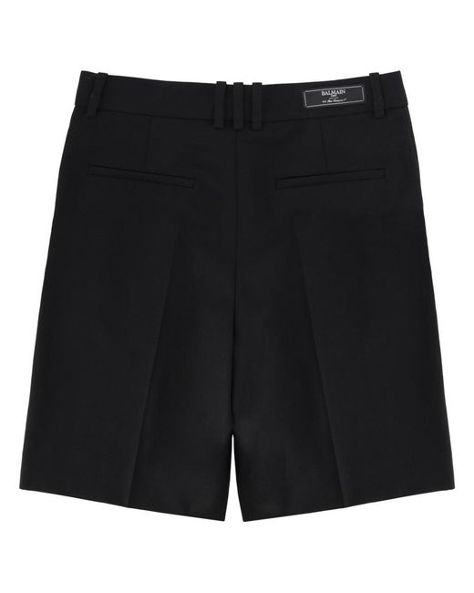 Balmain Black Solid Shorts for men