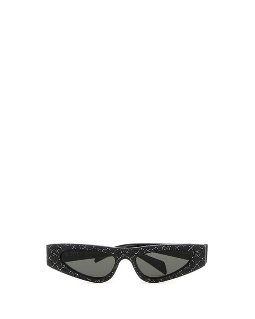 Gucci Black Embellished Acetate Sunglasses