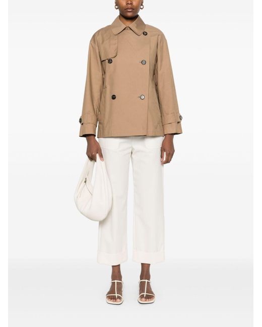 Max Mara Natural Double-Breasted Coat With Wide Collar