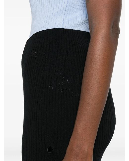 Courreges Black Multi Snap Light Rib Skirt Clothing
