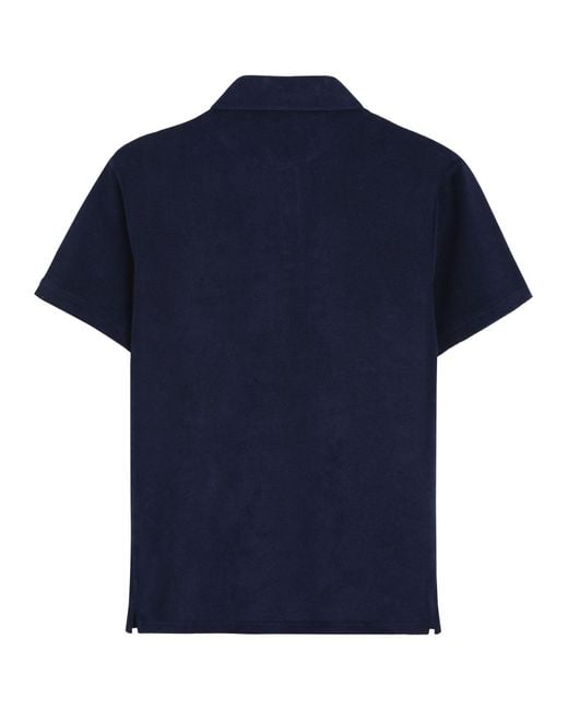 Vilebrequin Blue Organic Cotton Polo Shirt With Embroidered Turtle