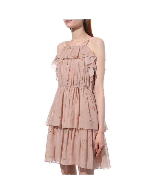 Céline Pink Flower Print Chiffon Dress