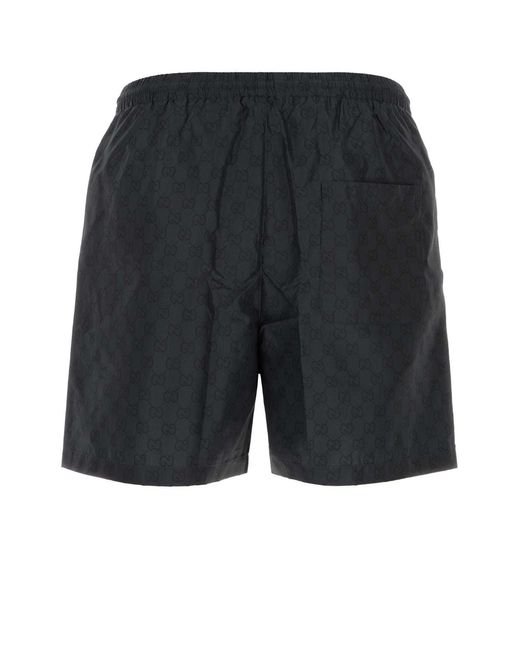 Gucci Gray Printed Polyester Swimming Shorts for men