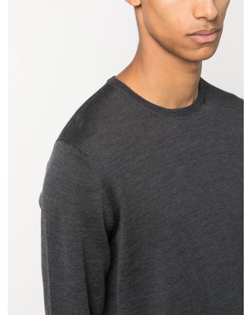 Lardini Crew Nek Wollen Trui in het Black voor heren