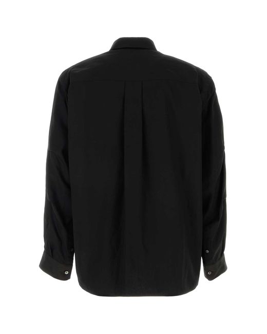 Sacai Black Poplin And Oxford Shirt for men