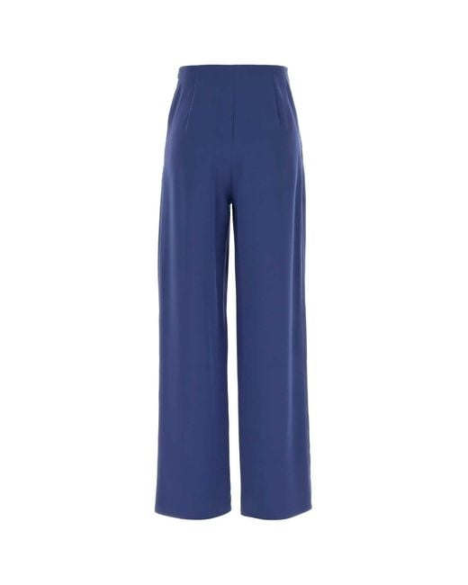 Max Mara Blue Stretch Satin Palude Palazzo Pant