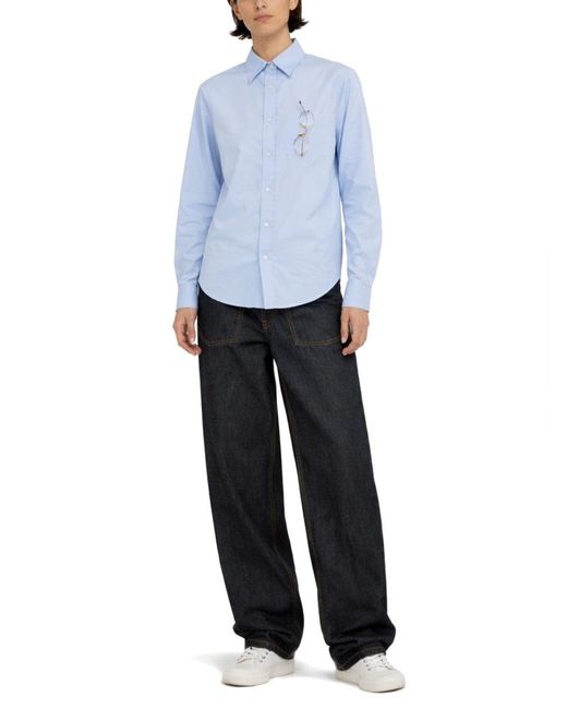Moschino Blue Regular Solid Shirt