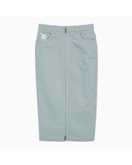 Fendi Blue Light Skirt With Double Zip
