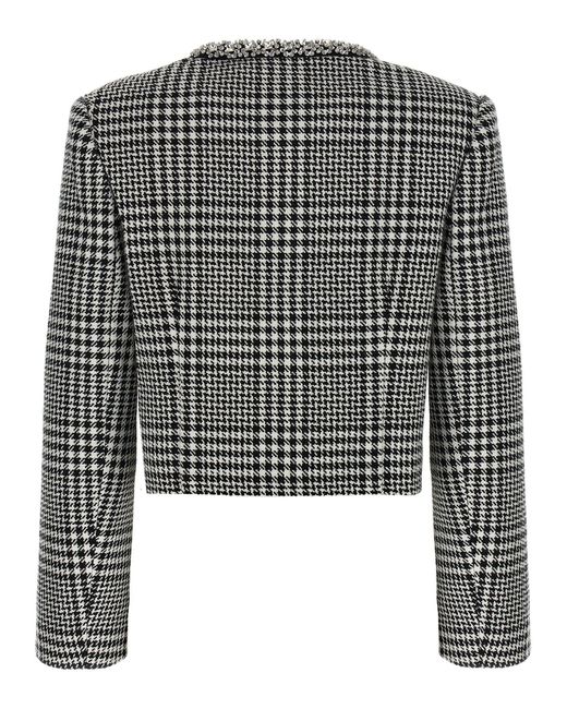 Self-Portrait Black Houndstooth Crystal Trim' Blazer