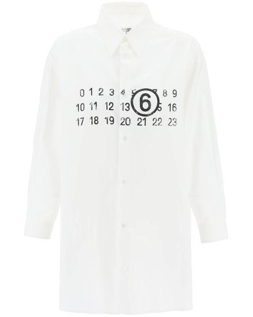 Vestido de camisa con logotipo numérico MM6 by Maison Martin Margiela de color White