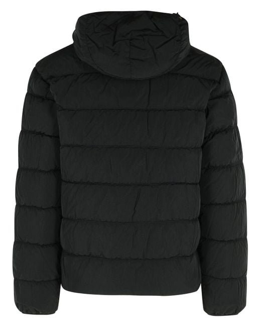 C P Company Black Puffy Down Jacket With Integrated Hood And Glasses