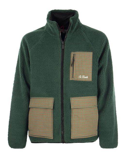 Mc2 Saint Barth Sherpa Jacket Met Geruite Patchzakken in het Green voor heren