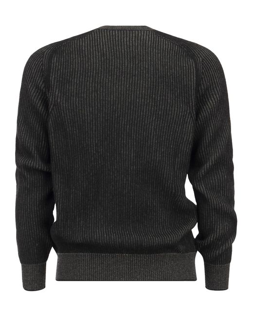 Sease Black Dinghy Ripped Cashmere Reversible Crew Neck -Pullover