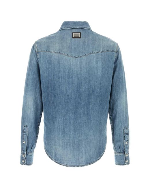 Dolce & Gabbana Blue Denim Shirt for men