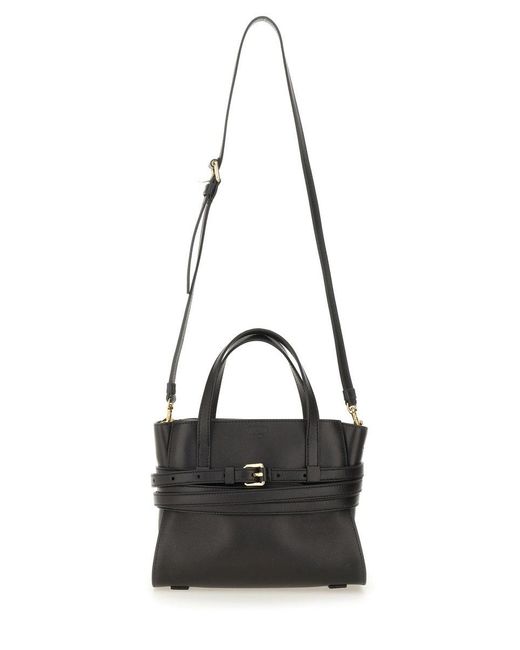 Moschino Black Moschino Tie Me Small Leather Handbag
