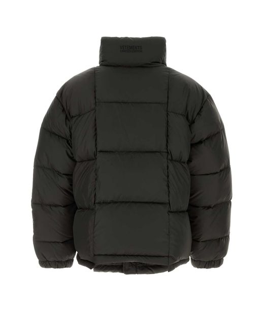 Vetements Black Dark Polyester Down Jacket for men