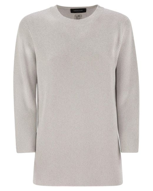 Fabiana Filippi Gray Crew-Neck Sweater With Lurex