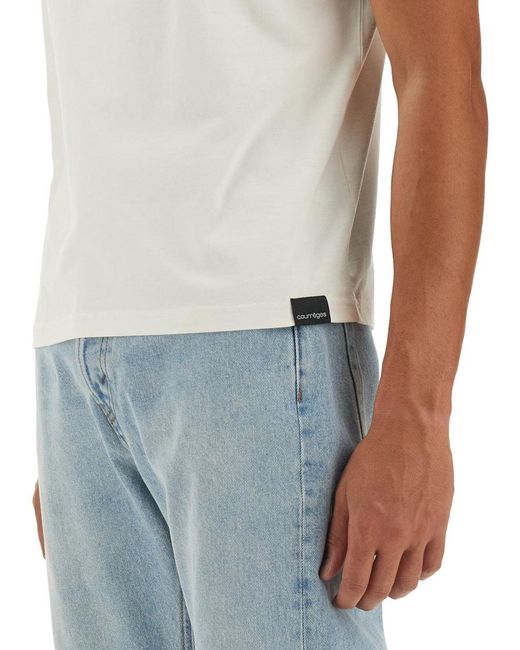 Courreges White Logo-Embellished Cotton T-Shirt With High Neckline for men