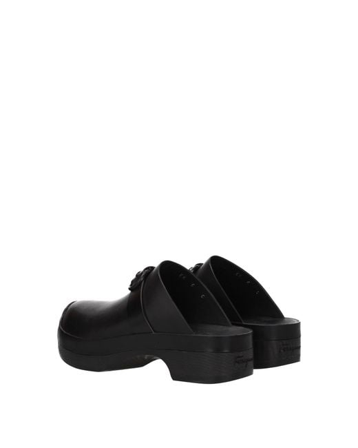 Ferragamo Black Ciabatte E Zoccoli Nope Donna Pelle Nero