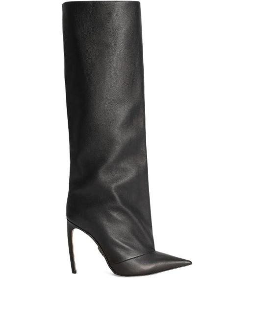 Dolce & Gabbana Black Kniehohe Devotion Stiefel Mit Spitzer Kappe 105Mm