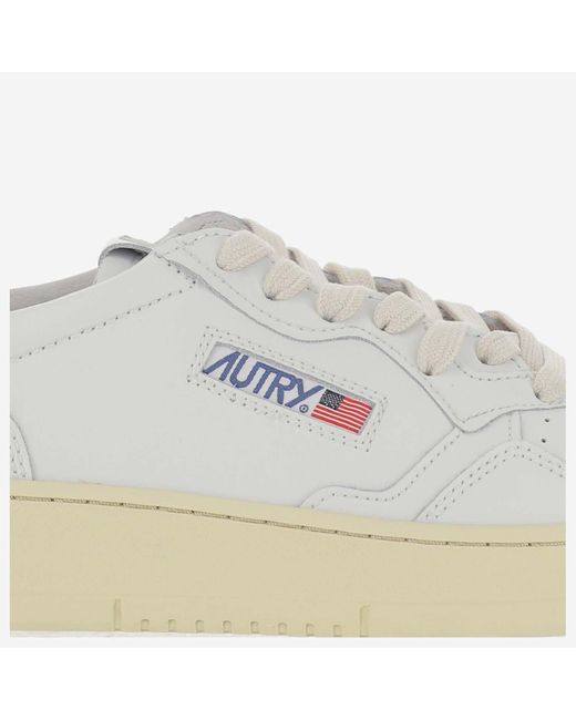 Autry White Creme Ledermedaillengewinner Turnschuhe