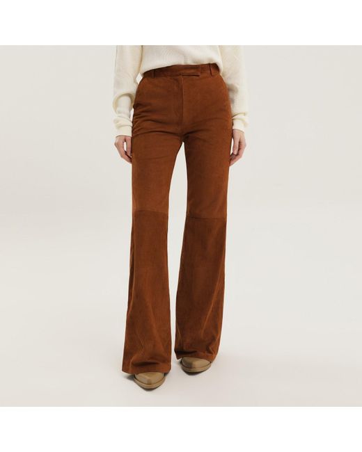1989 STUDIO Brown Corduroy Flared Leather Pants