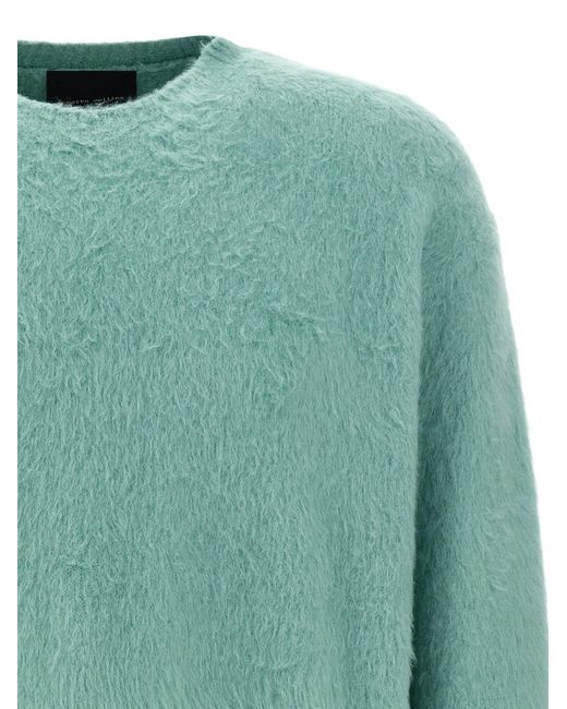 Roberto Collina Green Shearling Cotton Sweater for men