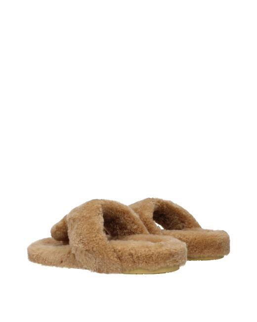 Loewe Brown Slippers And Clogs Fur