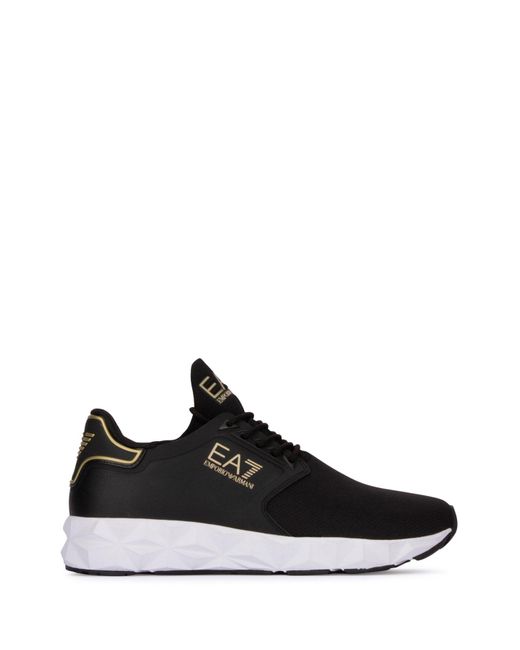 EA7 Black Lace Up Contrast Sole Sneakers for men