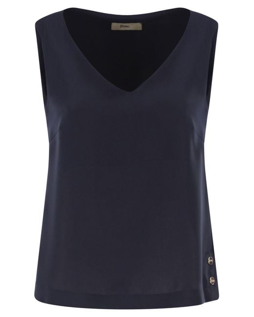 Herno Blue V-Neck Top