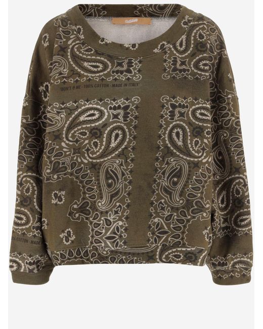 DON'T @ ME Green Cotton Sweatshirt With Bandana Print