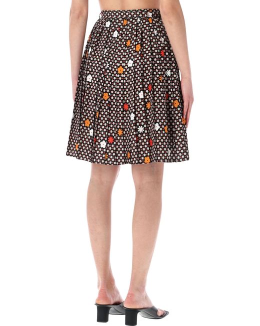 MM6 by Maison Margiela Black Pleated Floral Skirt
