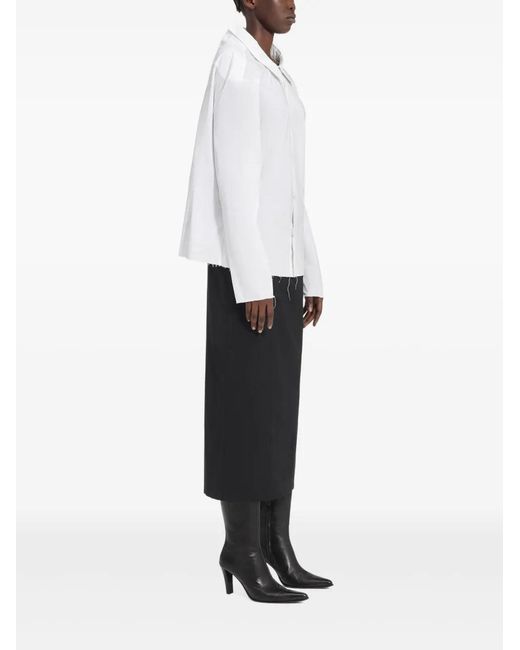 MM6 by Maison Margiela Blouse Met Oversized Kraag En Franje in het White