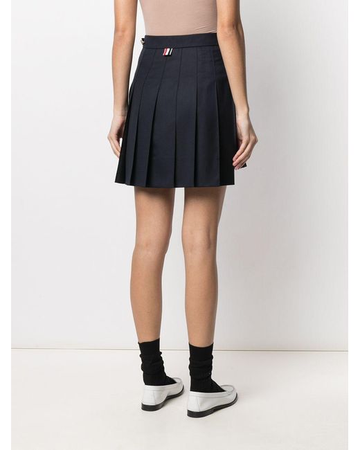 Thom Browne Blue Rwb Pleated Wool Skirt