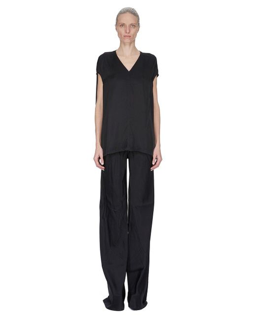 Rick Owens Black Floor-Length Charmeuse Bias Pants