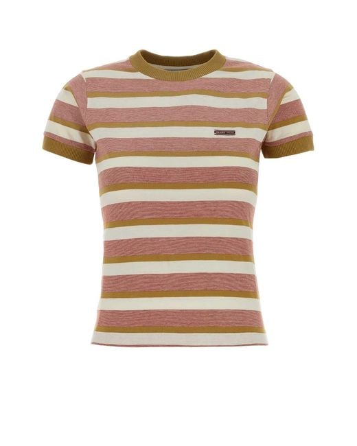 Prada Multicolor Embroidered Cotton T-Shirt