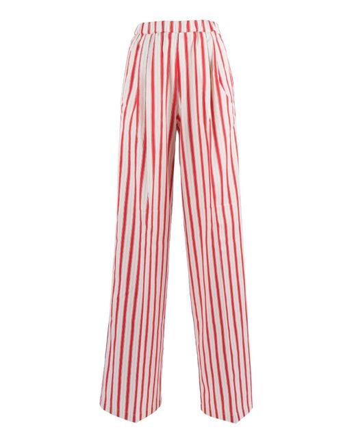 Forte_forte Red Pantalone Straight Riga Contemporary Cotton