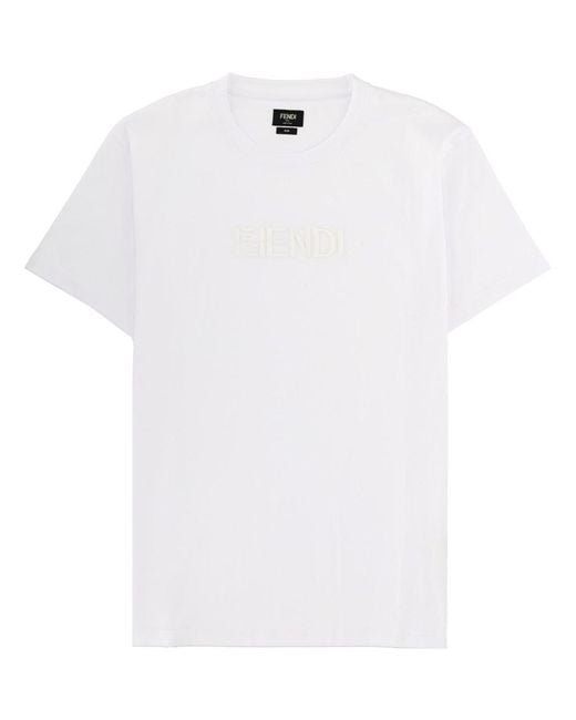 Fendi White T Shirt Con Logo 3 D