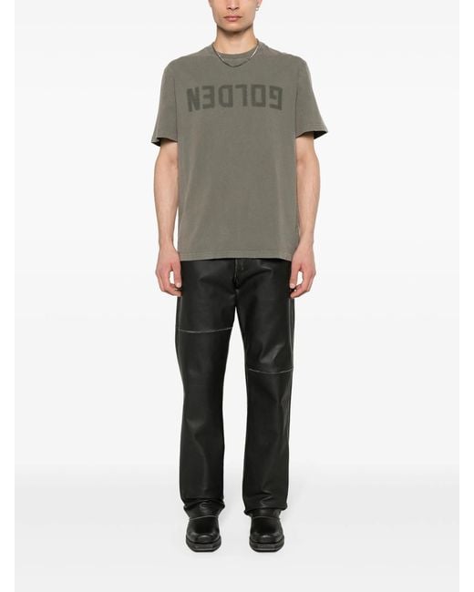 Golden Goose Deluxe Brand Gray Golden M's Regular T Shirt Distressed Cotton Jersey With Logo for men