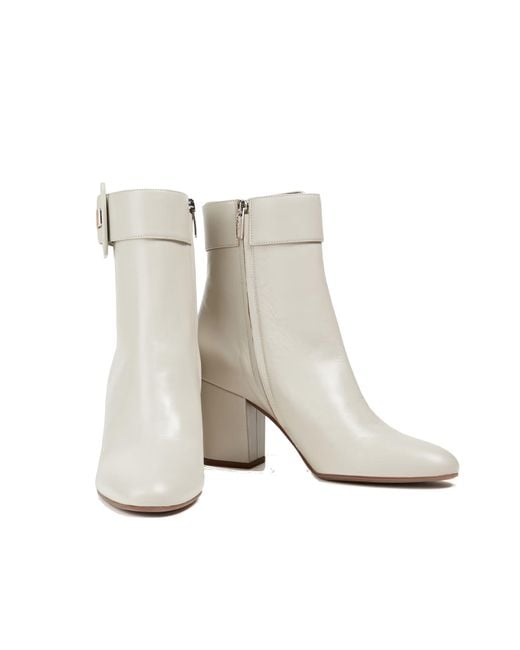 Sergio Rossi White Buckled Leather Ankle Boots