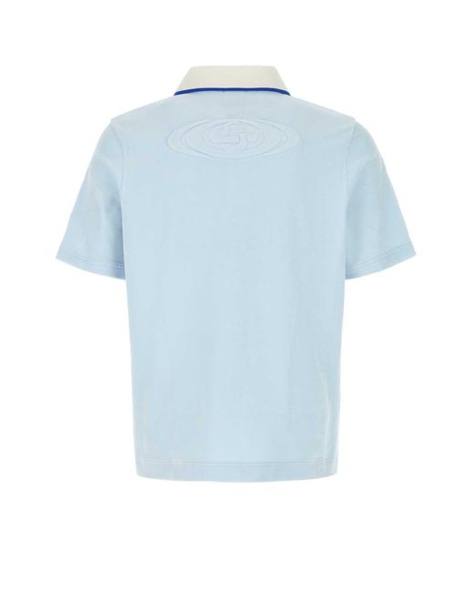 Casablanca Blue Pastel Velvet Polo Shirt