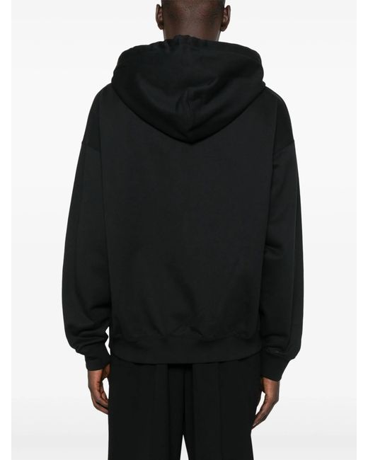 Y-3 Black Brushed Terry Hoodie With Drawstring Hood